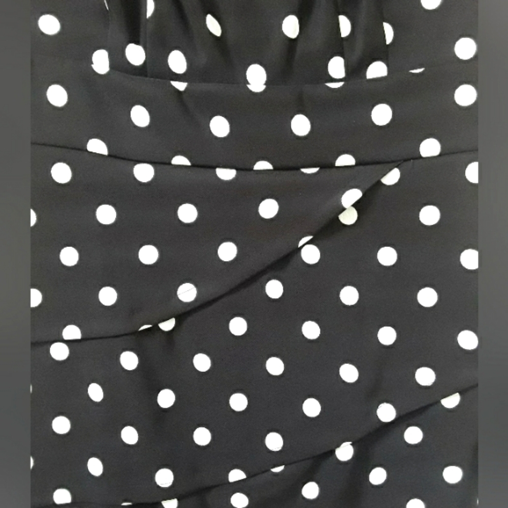DressDressbarn Dress black with aqua polka dots NWT sz10 - Picture 2 of 5
